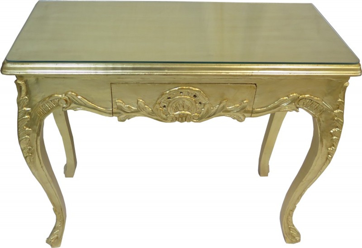 Casa Padrino Barock Konsolentisch Gold mit Schubladen Damen Schminktisch - Antik Stil - Barock Möbel Casa Padrino Barock Konsolentisch Gold mit Schubladen Damen Schminktisch - Antik Stil - Barock Möbel