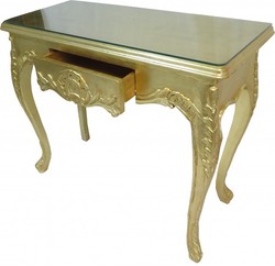 Casa Padrino Barock Konsolentisch Gold mit Schubladen, Damen Schminktisch im Antik Stil, 101 x 44 x 84 cm Casa Padrino Barock Konsolentisch Gold mit Schubladen, Damen Schminktisch im Antik Stil, 101 x 44 x 84 cm