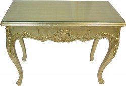 Casa Padrino Barock Konsolentisch Gold mit Schubladen, Damen Schminktisch im Antik Stil, 101 x 44 x 84 cm Casa Padrino Barock Konsolentisch Gold mit Schubladen, Damen Schminktisch im Antik Stil, 101 x 44 x 84 cm