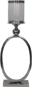Casa Padrino Candle Holder with Glass Ring Vintage 62 x 23 cm Design Aluminium Silver Casa Padrino Candle Holder with Glass Ring Vintage 62 x 23 cm Design Aluminium Silver