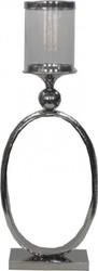 Casa Padrino Kerzenständer mit Glas Ring Vintage 62 x 23 cm Design Aluminium Silber Casa Padrino Kerzenständer mit Glas Ring Vintage 62 x 23 cm Design Aluminium Silber