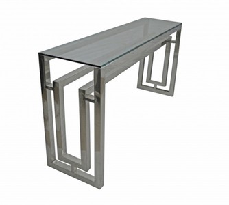 Casa Padrino Console de luxe Art Déco, finition nickel, verre noir, 150 cm Casa Padrino Console de luxe Art Déco, finition nickel, verre noir, 150 cm