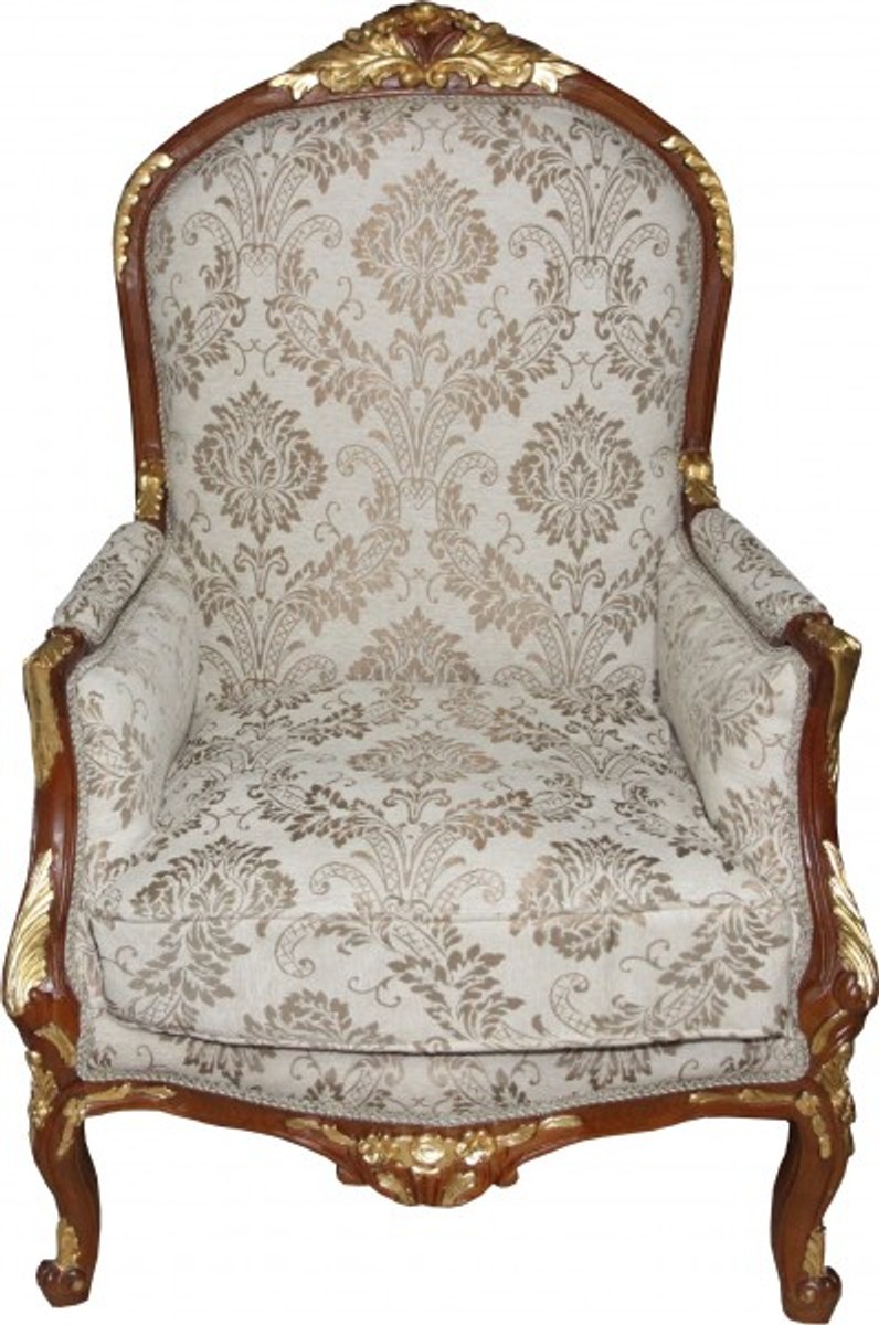 Casa Padrino Baroque Salon Chair Cream / Brown / Gold Mod1 - furniture antique style - Limited Edition Casa Padrino Baroque Salon Chair Cream / Brown / Gold Mod1 - furniture antique style - Limited Edition