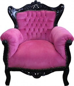 Casa Padrino Baroque Children's Armchair in Antique Style, Pink and Black, Height 84 cm