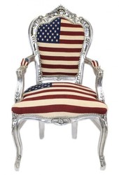 Casa Padrino Barocco Cena con braccioli USA / Argento vecchio stile