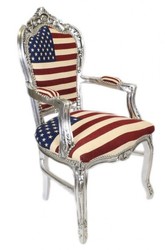 Casa Padrino Barocco Cena con braccioli USA / Argento vecchio stile