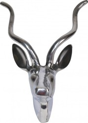 Casa Padrino Designer Corna Decorazione in Alluminio Lucidato - Figura da Parete - Corna - Corna da Parete - Argento - 30 x 20 x 15 cm