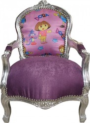 Casa Padrino Baroque Children's Chair in Antique Style - Purple / Silver, Height 71 cm - Luxury Furniture