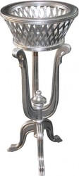 Casa Padrino Supporto Barocco per Vaso in Legno Argento Look Antico - Portavasi, Supporto per Fiori, A 92,5 cm, Ø 40 cm
