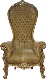 Casa Padrino Sillón Trono Barroco Majestic en Oro con Patrón y Piedras Brillantes, 190 x 95 x 72 cm Casa Padrino Sillón Trono Barroco Majestic en Oro con Patrón y Piedras Brillantes, 190 x 95 x 72 cm
