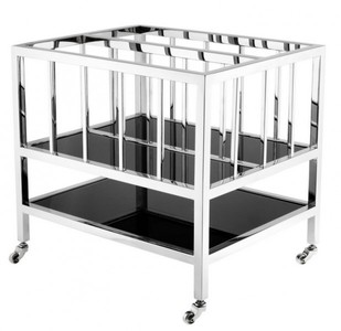 Casa Padrino Chariot à journaux et magazines de luxe en acier inoxydable poli, argent, 50 x 40 x H. 46,5 cm Casa Padrino Chariot à journaux et magazines de luxe en acier inoxydable poli, argent, 50 x 40 x H. 46,5 cm