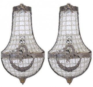 Casa Padrino Juego de Apliques Barrocos Cristal Óxido, 20 x 10 x 45 cm, Lámparas de Pared Estilo Antiguo Casa Padrino Juego de Apliques Barrocos Cristal Óxido, 20 x 10 x 45 cm, Lámparas de Pared Estilo Antiguo