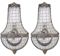 Casa Padrino Appliques Murales Baroque Set Cristal Oxyde, 20 x 10 x 45 cm, Lampes Murales Style Antique