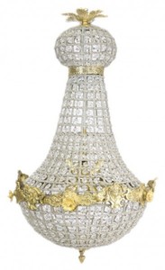 Casa Padrino Lámpara de Araña Barroca Oro con Cristales de Vidrio 75 x 40 cm Estilo Antiguo - Iluminación Elegante