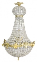 Casa Padrino Lampadario Barocco Oro con Cristalli di Vetro 75 x 40 cm Stile Antico - Elegante Luce a Sospensione