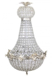 Casa Padrino Baroque Chandelier Silver with Glass Crystals 75 x 40 cm Antique Style - Furniture Lustre Pendant Lamp Casa Padrino Baroque Chandelier Silver with Glass Crystals 75 x 40 cm Antique Style - Furniture Lustre Pendant Lamp