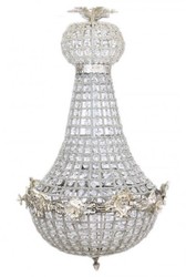 Casa Padrino Baroque Chandelier Silver with Glass Crystals 75 x 40 cm Antique Style - Furniture Lustre Pendant Lamp Casa Padrino Baroque Chandelier Silver with Glass Crystals 75 x 40 cm Antique Style - Furniture Lustre Pendant Lamp