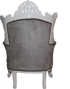Casa Padrino Barock Sessel Al Capone im Antik Stil, Grau und Weiss, Höhe 128 cm, Breite 90 cm, Tiefe 80 cm