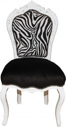 Casa Padrino Chaise Dîner baroque sans accoudoirs Noir / Zebra / Weiss meubles anciens Zebra