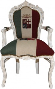 Casa Padrino Barock Esszimmer Stuhl mit Armlehnen Italien Antik Stil Weiß mit Patina Baroque Antique Style Arm Chair Italy Casa Padrino Barock Esszimmer Stuhl mit Armlehnen Italien Antik Stil Weiß mit Patina Baroque Antique Style Arm Chair Italy