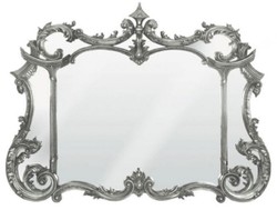 Casa Padrino espejo barroco plata antigua 129 x A. 99 cm - Magnífico espejo de pared de estilo barroco - Espejo de armario de estilo antiguo - Interior barroco - Muebles barrocos hechos a mano