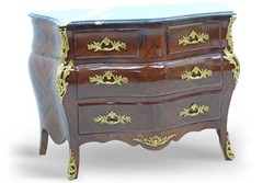 Casa Padrino Barock Kommode Mahagoni Braun mit Marmorplatte und goldenen Metallapplikationen 123 x 56 x 84 cm