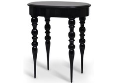 Casa Padrino Tavolino Barocco Nero Lucido - Legno di faggio massello - 62 x 41 x H77 cm
