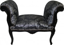 Casa Padrino barroco Taburete modelo de la plata / Negro - Asiento Casa Padrino barroco Taburete modelo de la plata / Negro - Asiento