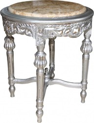 Casa Padrino Mesa auxiliar barroca con tablero de mármol Redonda Plata 52 x 45 cm Estilo antiguo - Mesa teléfono Casa Padrino Mesa auxiliar barroca con tablero de mármol Redonda Plata 52 x 45 cm Estilo antiguo - Mesa teléfono