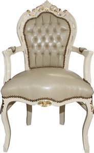 Similpelle Casa Padrino barocco Cena Chair Creme / Oro Mod1 - Mobili in stile barocco - Limited Edition