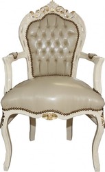 Dîner Casa Padrino baroque Chaise aspect cuir crème / or Mod1 - Mobilier baroque - Limited Edition Dîner Casa Padrino baroque Chaise aspect cuir crème / or Mod1 - Mobilier baroque - Limited Edition