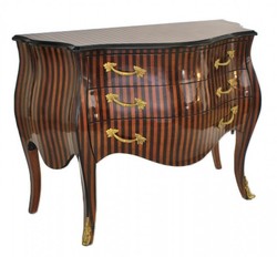 Casa Padrino Comò Barocco a Righe Marrone / Nero - Fatto a mano in legno massello, larghezza 120 cm Casa Padrino Comò Barocco a Righe Marrone / Nero - Fatto a mano in legno massello, larghezza 120 cm