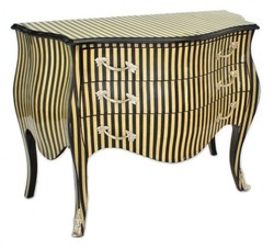 Casa Padrino Barock Kommode Creme Schwarz Streifen Black Cream Stripes Commode Chest of Drawers Furniture Interior Möbel Casa Padrino Barock Kommode Creme Schwarz Streifen Black Cream Stripes Commode Chest of Drawers Furniture Interior Möbel