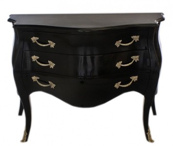 Casa Padrino Comò Barocco in Nero - Cassettiera di Lusso Fatta a Mano in Legno Massello - 120 x 50 x 80 cm