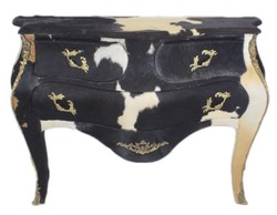 Casa Padrino Barock Kommode Kuhfell Schwarz / Weiß 120 cm - Möbel Antik Stil Casa Padrino Barock Kommode Kuhfell Schwarz / Weiß 120 cm - Möbel Antik Stil