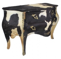 Casa Padrino Barock Kommode Kuhfell Schwarz / Weiß 120 cm - Möbel Antik Stil Casa Padrino Barock Kommode Kuhfell Schwarz / Weiß 120 cm - Möbel Antik Stil