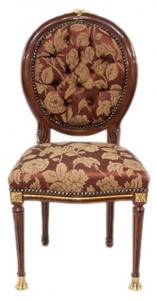 Casa Padrino Chaise Médaillon Baroque de Luxe Salle à Manger Motif Bordeaux / Acajou - 100 x 50 x 45 cm Casa Padrino Chaise Médaillon Baroque de Luxe Salle à Manger Motif Bordeaux / Acajou - 100 x 50 x 45 cm