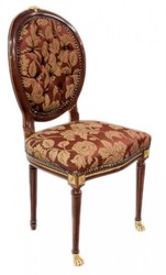 Casa Padrino Silla Medallón Barroca de Lujo Comedor Patrón Burdeos / Caoba - 100 x 50 x 45 cm Casa Padrino Silla Medallón Barroca de Lujo Comedor Patrón Burdeos / Caoba - 100 x 50 x 45 cm