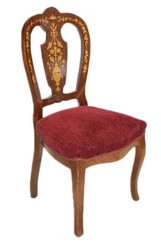 Casa Padrino Chaise de Salle à Manger Baroque de Luxe Bordeaux / Marqueterie Acajou - Style Antique - 110 x 50 x 50 cm