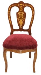 Casa Padrino Chaise de Salle à Manger Baroque de Luxe Bordeaux / Marqueterie Acajou - Style Antique - 110 x 50 x 50 cm