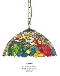 Casa Padrino Tiffany Hängeleuchte 40cm Gelb / Grün / Rot Mod2 - Glas Mosaik Decken Lampe Leuchte Barock Restaurant Beleuchtung Casa Padrino Tiffany Hängeleuchte 40cm Gelb / Grün / Rot Mod2 - Glas Mosaik Decken Lampe Leuchte Barock Restaurant Beleuchtung
