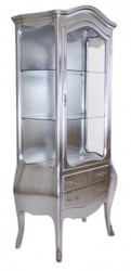 Casa Padrino Vitrina Barroca en estilo majestuoso Plata / Plata 180 x 80 x 45 cm Casa Padrino Vitrina Barroca en estilo majestuoso Plata / Plata 180 x 80 x 45 cm