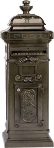 Casa Padrino Cassetta delle lettere a colonna stile Liberty in alluminio, bronzo, 110 x 37 x 34 cm Casa Padrino Cassetta delle lettere a colonna stile Liberty in alluminio, bronzo, 110 x 37 x 34 cm