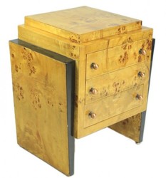 Casa Padrino comodino Art Déco acero occhio di pernice / nero - Comodino in legno massello fatto a mano - Mobili Art Déco
