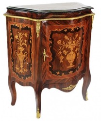 Casa Padrino Baroque Chest of Drawers Cabinet with Marble Top Mahogany Inlays - 75 x 40 x 85 cm