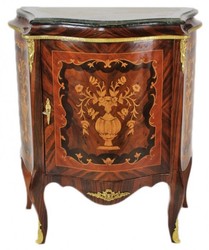 Casa Padrino Baroque Chest of Drawers Cabinet with Marble Top Mahogany Inlays - 75 x 40 x 85 cm