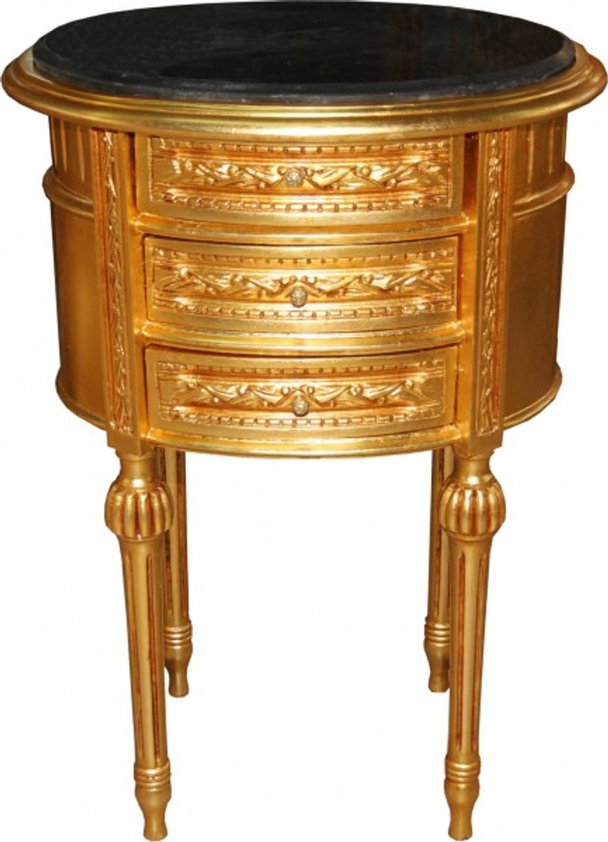 Casa Padrino Baroque Commode gold with marble top H 70 cm, W 52 cm Mod2 - Bedside console Casa Padrino Baroque Commode gold with marble top H 70 cm, W 52 cm Mod2 - Bedside console