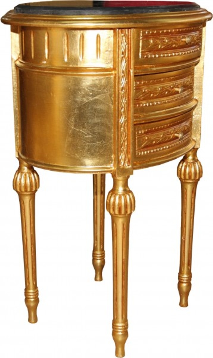 Casa Padrino Baroque Commode gold with marble top H 70 cm, W 52 cm Mod2 - Bedside console Casa Padrino Baroque Commode gold with marble top H 70 cm, W 52 cm Mod2 - Bedside console