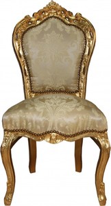 Casa Padrino Baroque Dinner Chair Cream Pattern / Gold - Baroque furniture antique style Casa Padrino Baroque Dinner Chair Cream Pattern / Gold - Baroque furniture antique style
