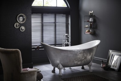 Casa Padrino Vasca da bagno Art Nouveau freestanding effetto acciaio inox 1730 mm - Vasca stile barocco retrò
